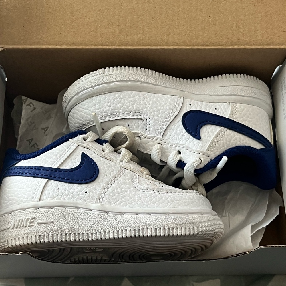Nike Force 1 TD 'White Deep Royal Blue' toddler 4c